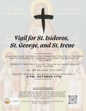 VIGIL FOR ST. ISIDOROS, ST. GEORGE & ST. IRENE