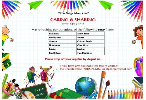 CARING & SHARING SCHOOL SUPPLY DRIVE